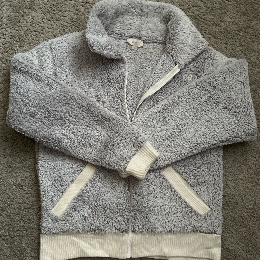 LOFT Soft Gray Sherpa Jacket